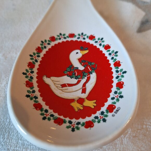 Christmas Geese From Treasure Craft Made in USA Spoon Rest 971-50 1987 - Picture 7 of 8